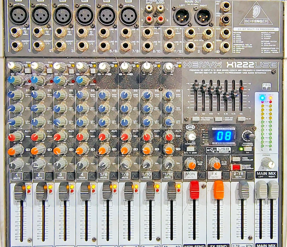Behringer Xenyx X1222USB 16Input 2 Bus Mixer with XENYX Mic Preamps Power Tested - image 2 of 4