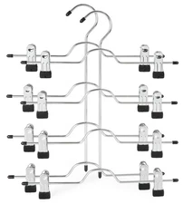 TOPIA HANGER 4 Tier Metal Skirt Hangers for Women, Pants Hanger 2 Pack, Black