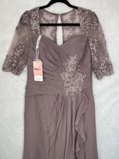 JJ's House Dress Womens 12 Purple Embroidered Lace Chiffon Maxi Gown Formal NEW