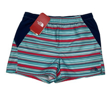 NEW THE NORTH FACE Shorts Girls Large Class V Pull on Blue Stripes Drawstring