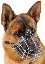 Dog Chrome Metal Muzzles Wire Basket Adjustable Leather Straps   5  Circu