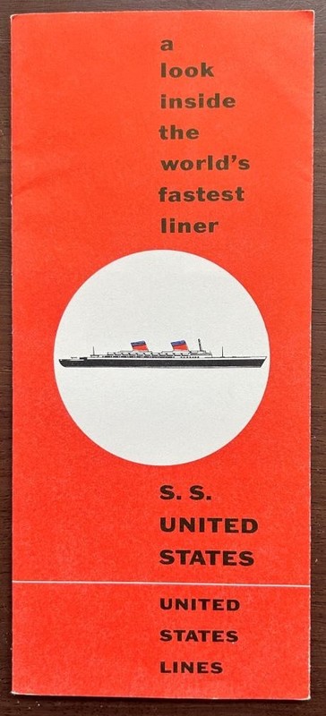SS UNITED STATES (United States) SUPERB FULL COLOR CUT AWAY DIAGRAM c1950s
