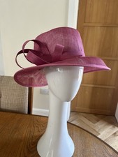 VINTAGE BHS MOTHER OF THE BRIDE HAT RASPBERRY COLOUR 100% STRAW RACES WEDDING