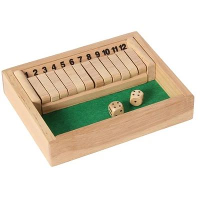 110716 Klappenspiel, Shut The Box, Würfelspiel, hochwertige Ausführung aus Gu... - Bild 1 von 4
