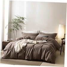 Linen Feel Light Queen 90" x 90" Light Chocolate Brown no Comforter 