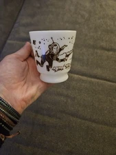 '50s Hazel Atlas Retro Astronaut Milk Glass Mug Vintage Antique Collectible RARE