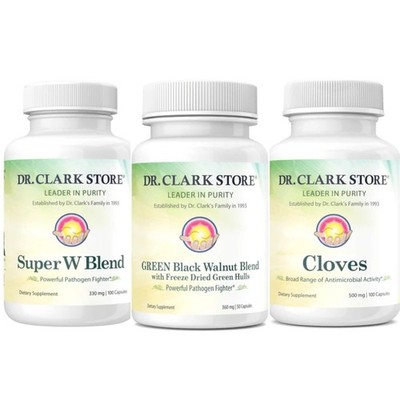 Dr Clark Store Intestine Support  Cleanse Kit - with Freeze-Dried Green Black...