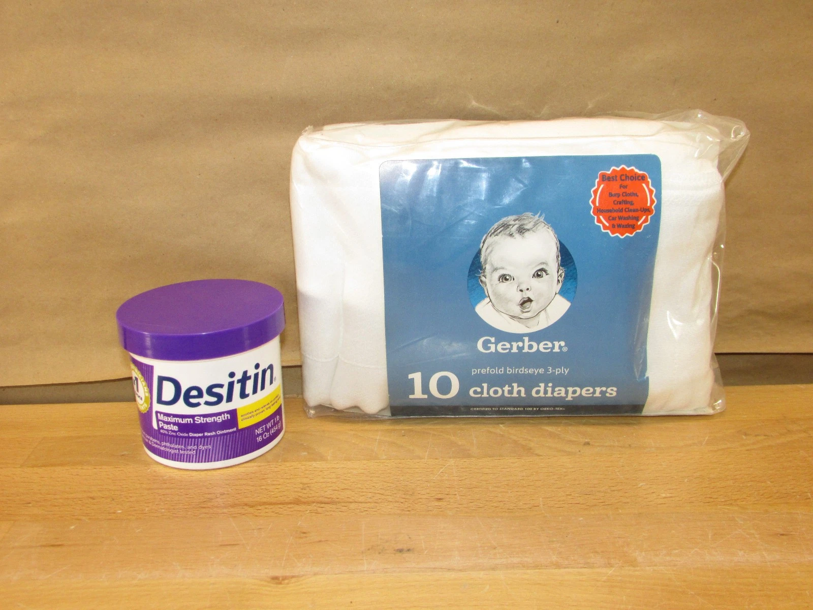 Baby Diaper Essentials Set Gerber Cloth Diapers & Desitin Rash Cream