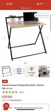 Black & Oak Compact Folding Office Desk Habitat - never opened Boxed  