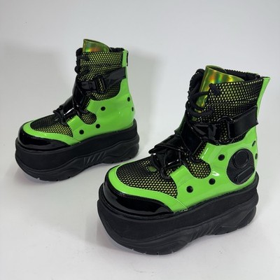 Demonia Neptune 126 Women's Size 6 Cyber Boots Green | eBay