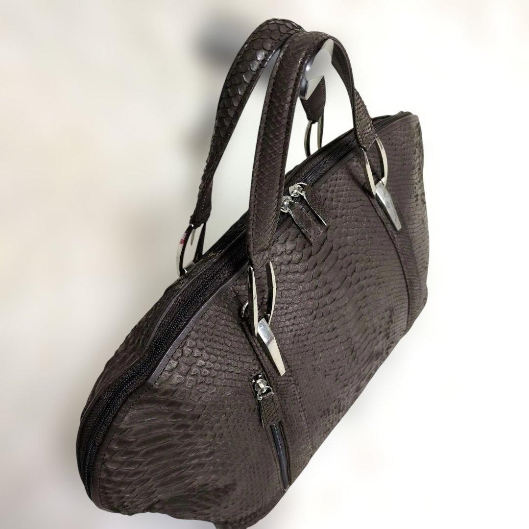 Finest Diamond Python Leather Boston Bag Matte Fi… - image 6