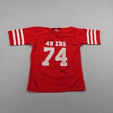 Vintage San Francisco 49ers Jersey Boys Large Red Rawlings NFL Football #74 90s