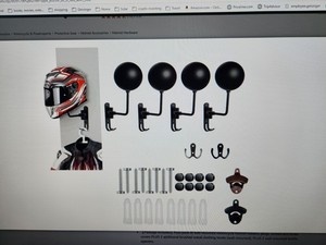 4 Pack Motorcycle Helmet and Jacket Holder Wall Mount; Swivel Helmet Racks wi...