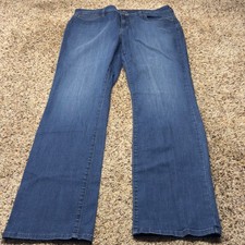 NYDJ Womens Size 14 Straight Leg Jeans Blue Medium Wash Lift Tuck Made in USA