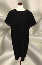 Vintage Jones New York Womens 20W Black Short Sleeve Knee Length Shift Dress