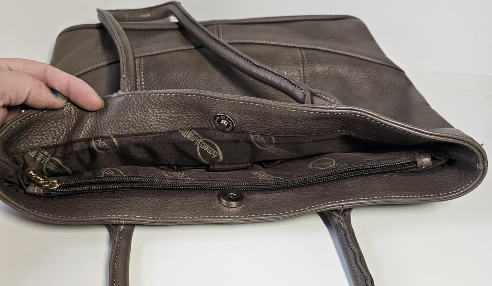 Ameri Leather New Gray handbag purse shoulder bag - image 9