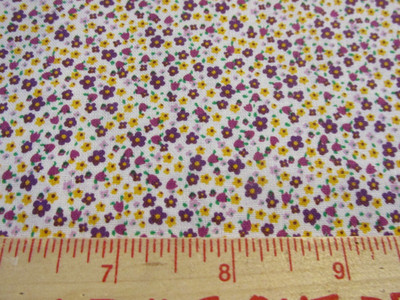 3 yards x44'' Fabric Sewing Quilting Rose & Hubble white Purple Yellow Flowers