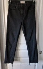 Everlane Womens Size 28 High Waist Straight jeans Black Wash Grunge Ankle Fray