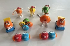 Lot Of 9 M&Ms Candy Toys Figures Collectibles