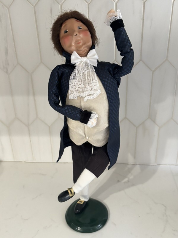 Byers Choice Ltd Caroler Mr Fezziwig Dancing Blue Coat Black Pant 2000 13”