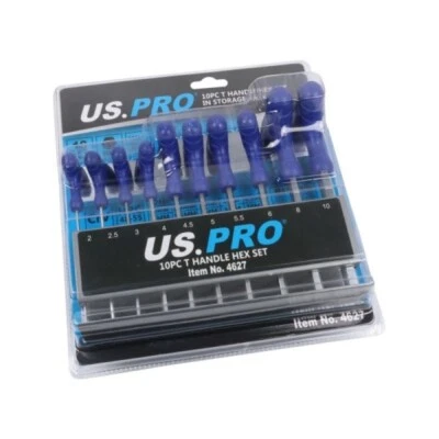 US PRO Hex/ Allen Key Screwdriver Set 2mm/10mm T handle On Storage Rack