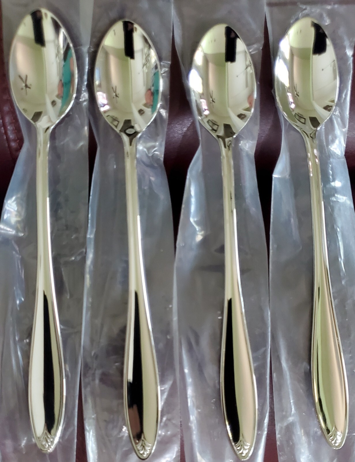 Lenox COVINGTON Stainless 4 Iced Tea spoons 18/10 Glossy NEW Flatware