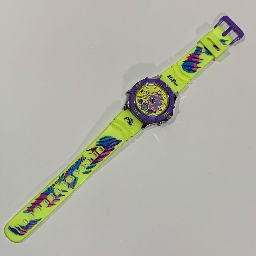 Casio Old Casio AD-728-9E 788 Marlin Yellow Purple Marine Sports 