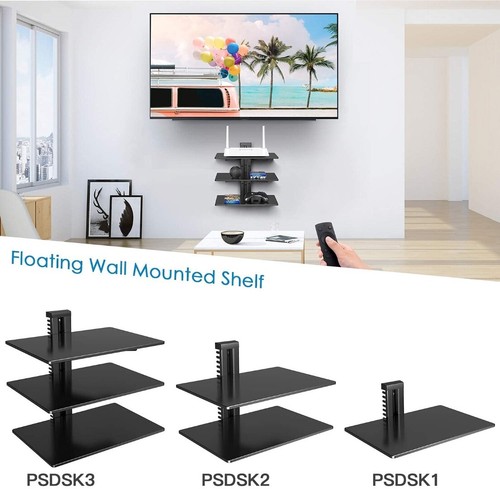 3 Floating Shelf TV Stand Wall Mount Console Entertainment Media DVD Streamer N - Picture 6 of 8