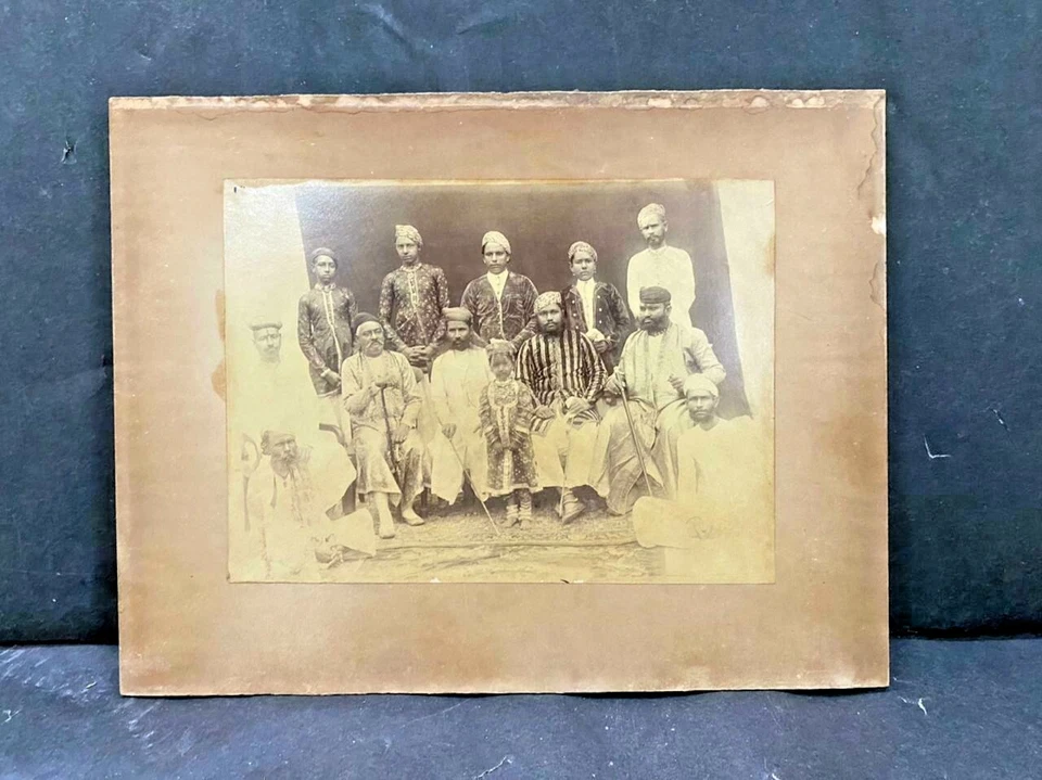 OLD VINTAGE RARE INDIAN MARWAR KING BLACK & WHITE LITHO PHOTO ON CARDBOARD - Image 4 of 4