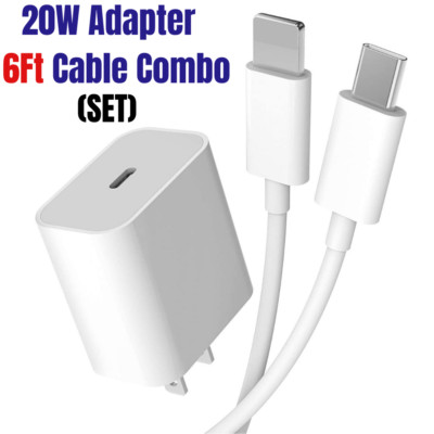 20W USB C Fast Charge PD Type C Power Adapter Cable For iPhone 14/13/12/11 XR 8