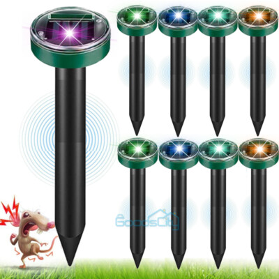 2-10PCS Waterproof Solar Ultrasonic Animal Repellent Dog Cat Skunk Deer Raccoon