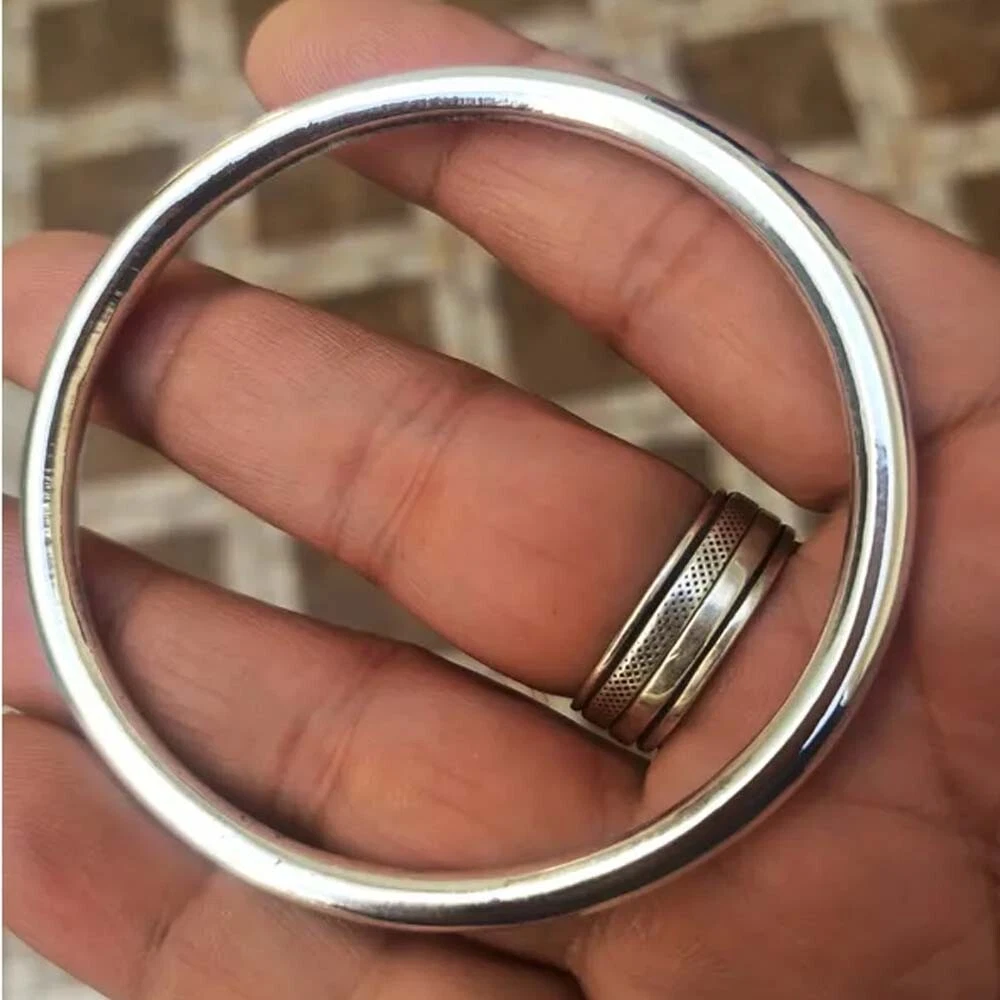 Pure Silver Jointless Men s solid Kara Bangle Bracelet eBay