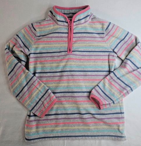 OshKosh B'gosh Girls 6X Rainbow Stripe Fleece Pullover 1/4 Zip Pastel Cozy