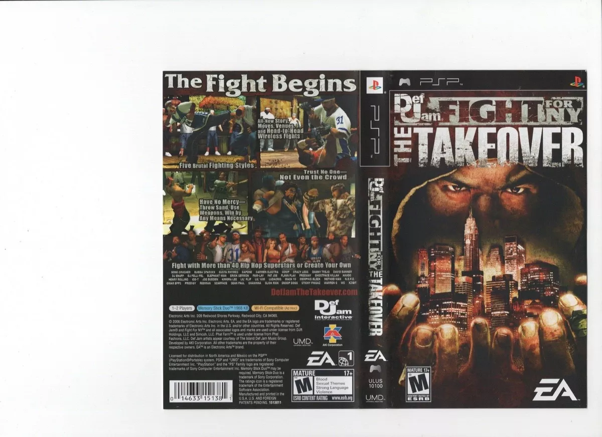 Def Jam Fight For NY Takeover PSP ARTWORK ONLY Authentic NO GAME