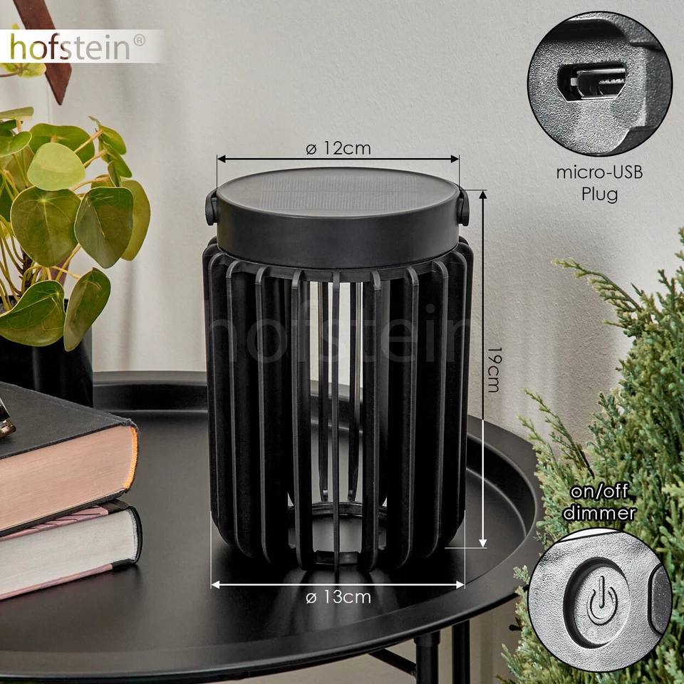 Solar LED Außen Tisch Leuchte dimmbar Garten Balkon Lampe Lichteffekt USB Akku - Bild 4 von 4