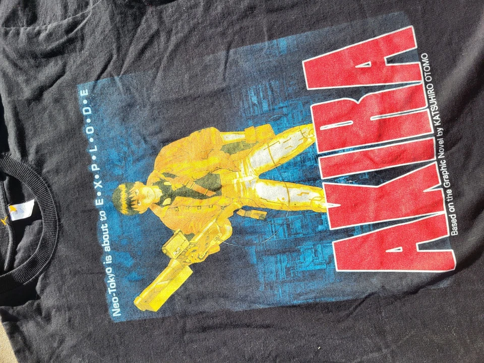 VTG Y2K Akira Anime Japanese Manga Black Graphic T-Shirt Reprint Cotton XL - Image 3 of 4