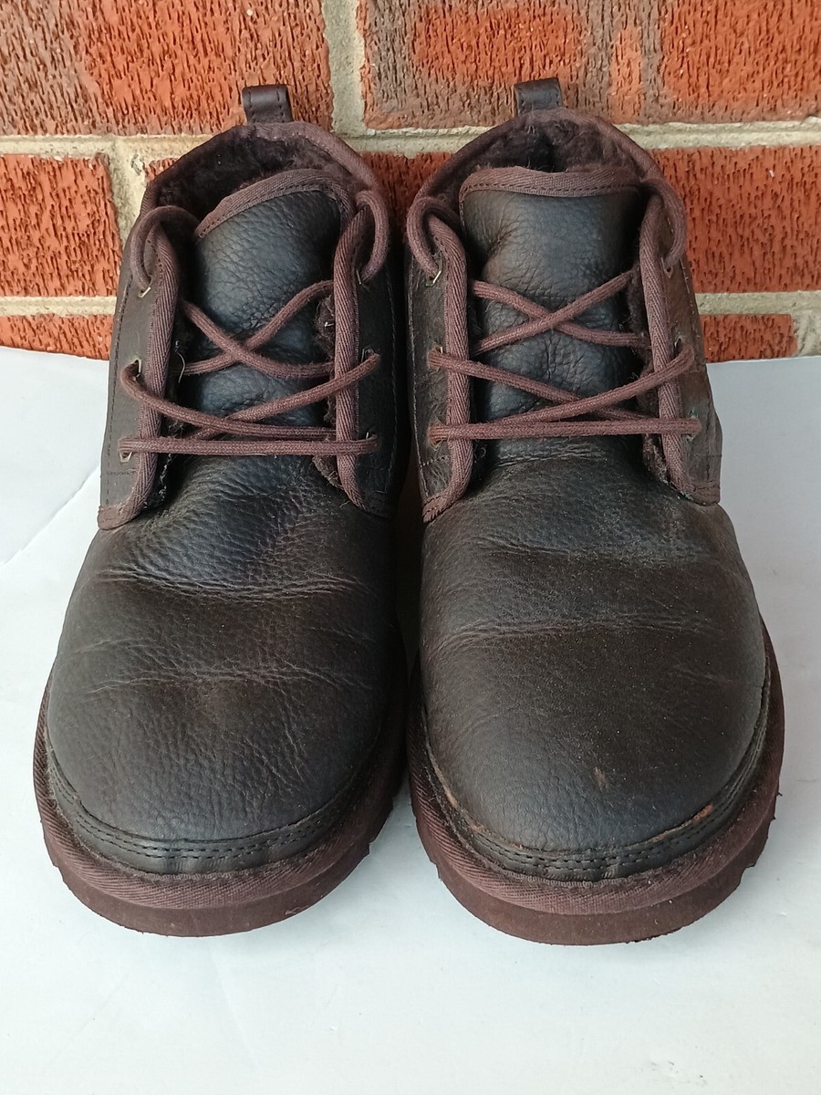 UGG Neumel Dark Brown Leather Shearling Wool Lined Chukka Boots Men\'s size 12 UGG Neumel Men main image 2