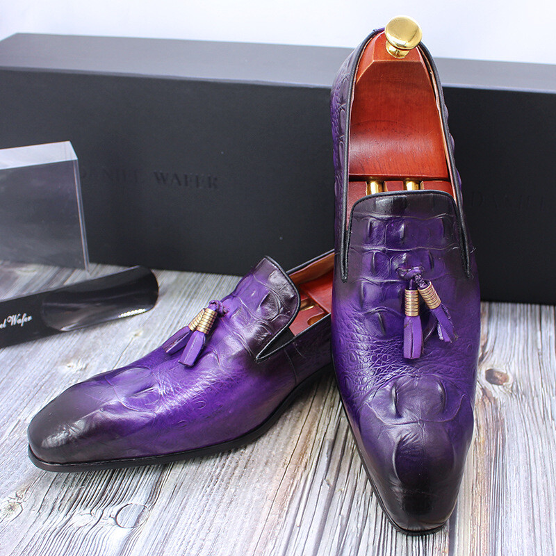 SAOLA Scarpe eleganti stile britannico da uomo in vera pelle nappe casual da sera festa slip on