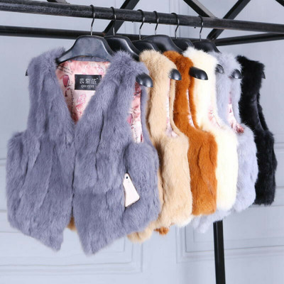 Warm Womens Rabbit Fur Sleeveless Vest Waistcoats V-neck Gilet Jackets Outwear