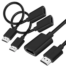2 Pack HDMI Male to Female High Speed Extension Cable for Chrome Cast Roku Stick