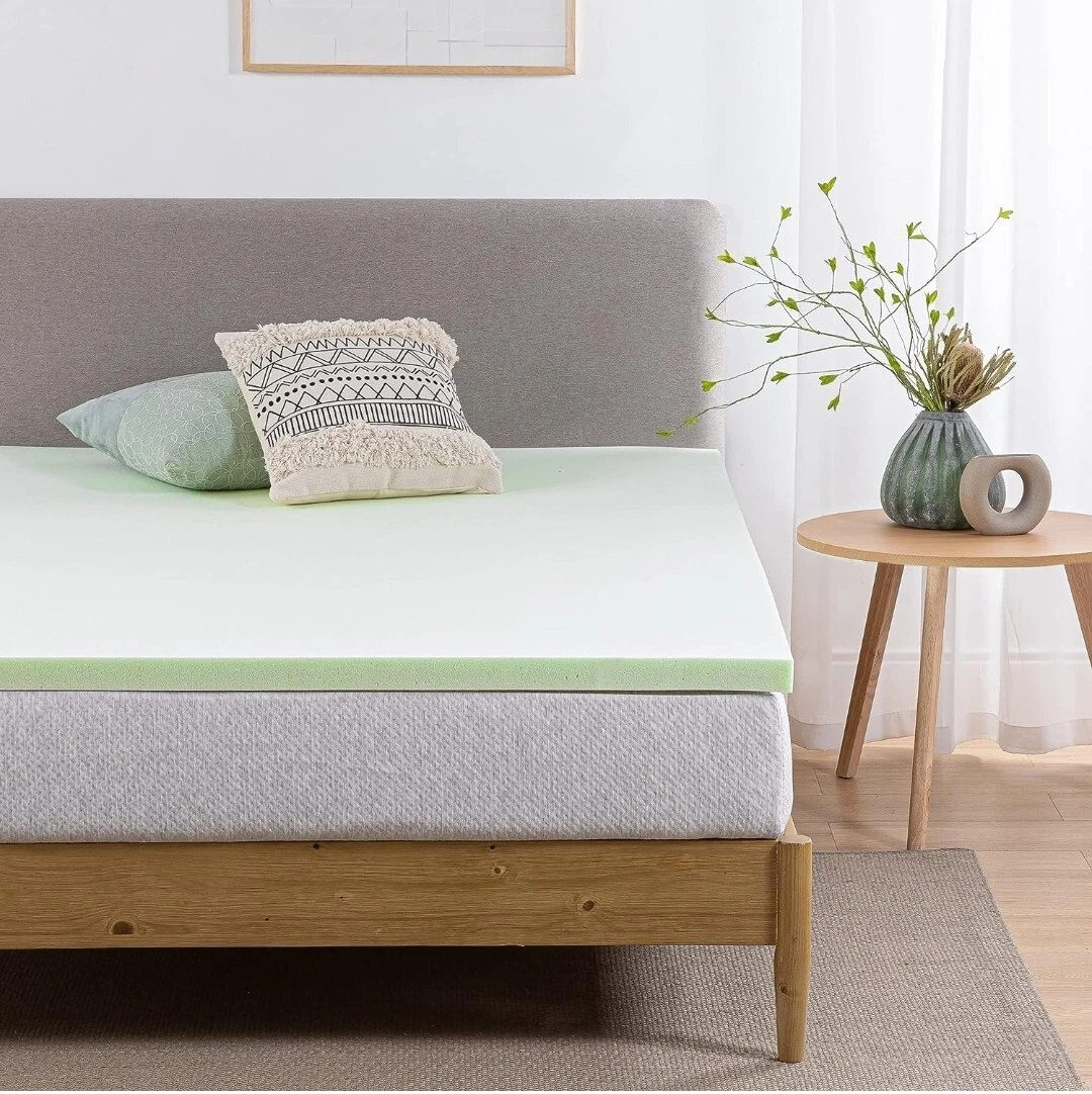 ZINUS 1.5 Inch TWIN Green Tea Memory Foam Mattress Topper / Pressure-Relief NIB