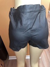 USA Extreme Biker Genuine 100 Leather Black Tight Mini Shorts Pin Up Small S