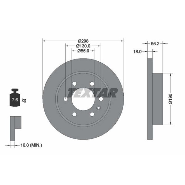 Textar 2X Bremsscheibe Hinten Ø298 Voll FüR Mercedes-Benz Sprinter 35-T Kasten-image