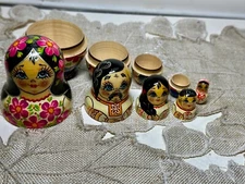 Vintage Handmade & Painted Meroyska Russian Nesting Dolls