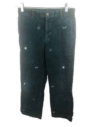VINEYARD VINES Kids Boys Green Corduroy Snowflake Pants - Size 14 - Picture 1 of 10