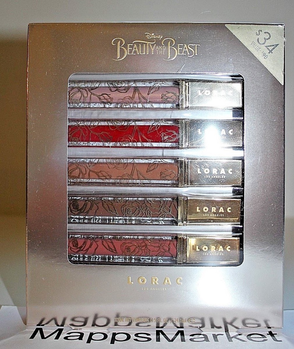 NIB Authentic LORAC Beauty and the Beast 5-Pc Lip Gloss Set