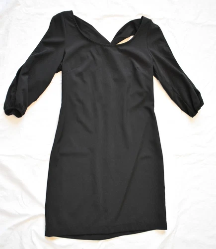 LBD Little Black Dress Open Cross Back, Cut Out Sleeves, Small