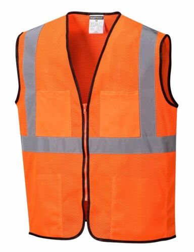 Portwest US380 Tampa Hi-Vis Reflective Safety Work Zipper Cooling Mesh Vest ANSI - Picture 7 of 7