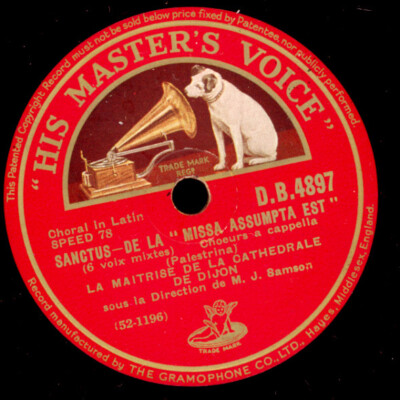 LA MAITRISE DE LA CATHEDRALE DE DIJON Palestrina: Sanctus, Choral in Latin G3154