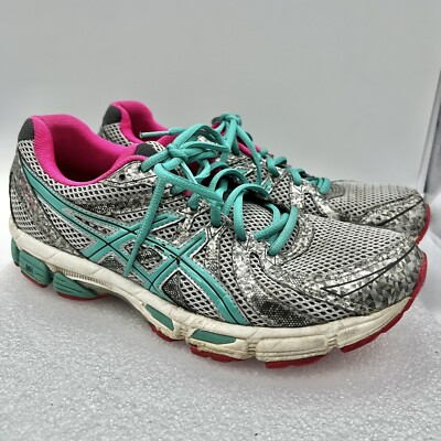 ASICS Gel Exalt T379N Gray Pink Teal Running Shoes Womens 8.5